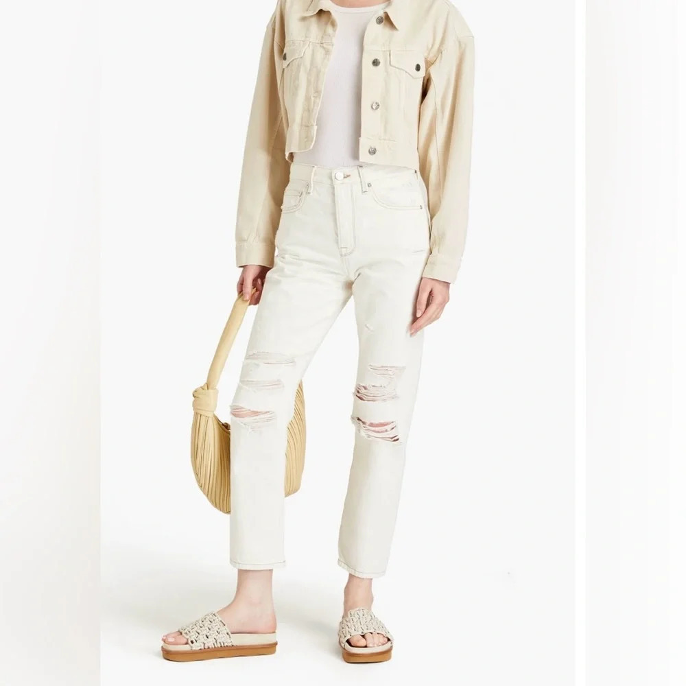 FRAME Le Original High Rise Straight Fit Distressed Jeans